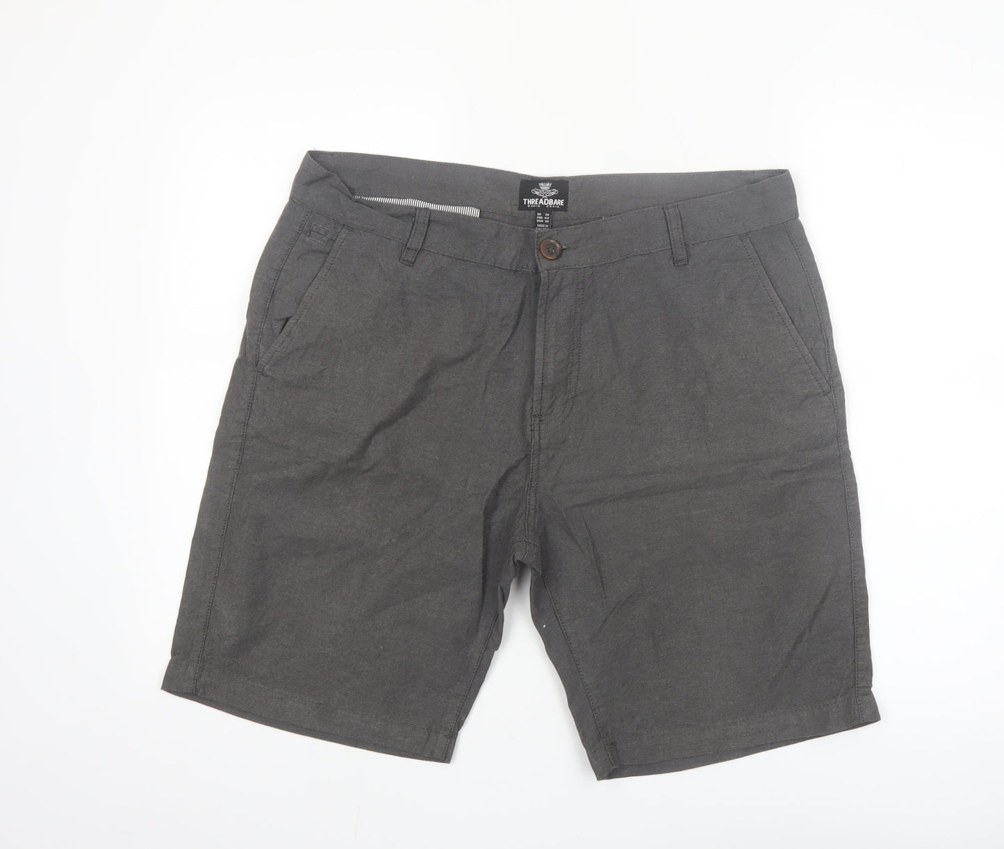 Threadbare Men's Grey Chino Shorts Size 36 Cotton Casual Summer