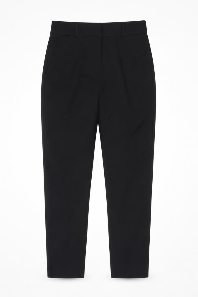 Dunnes Women Black Size 10 Cotton Blend Straight Leg Trousers