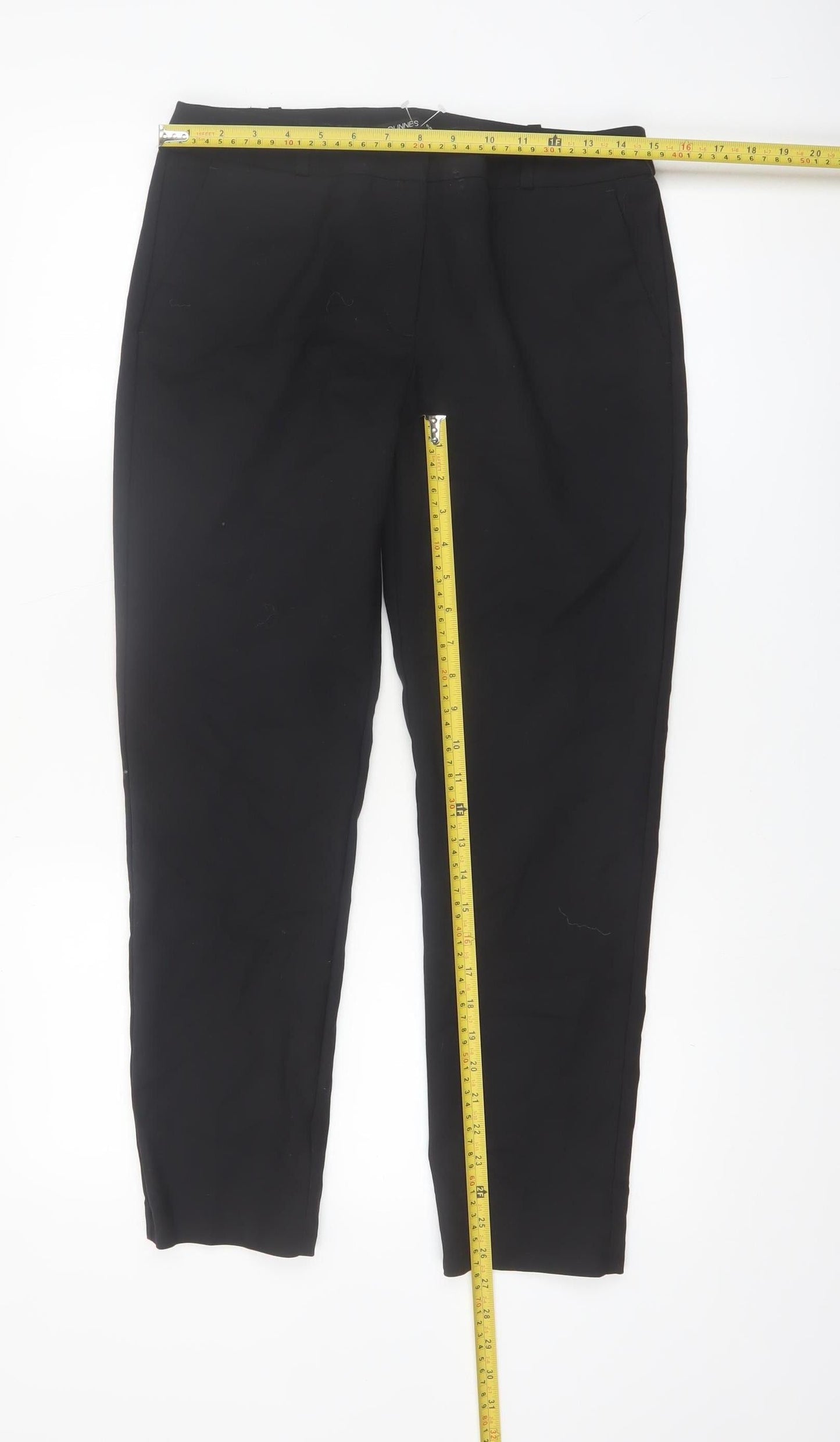 Dunnes Women Black Size 10 Cotton Blend Straight Leg Trousers