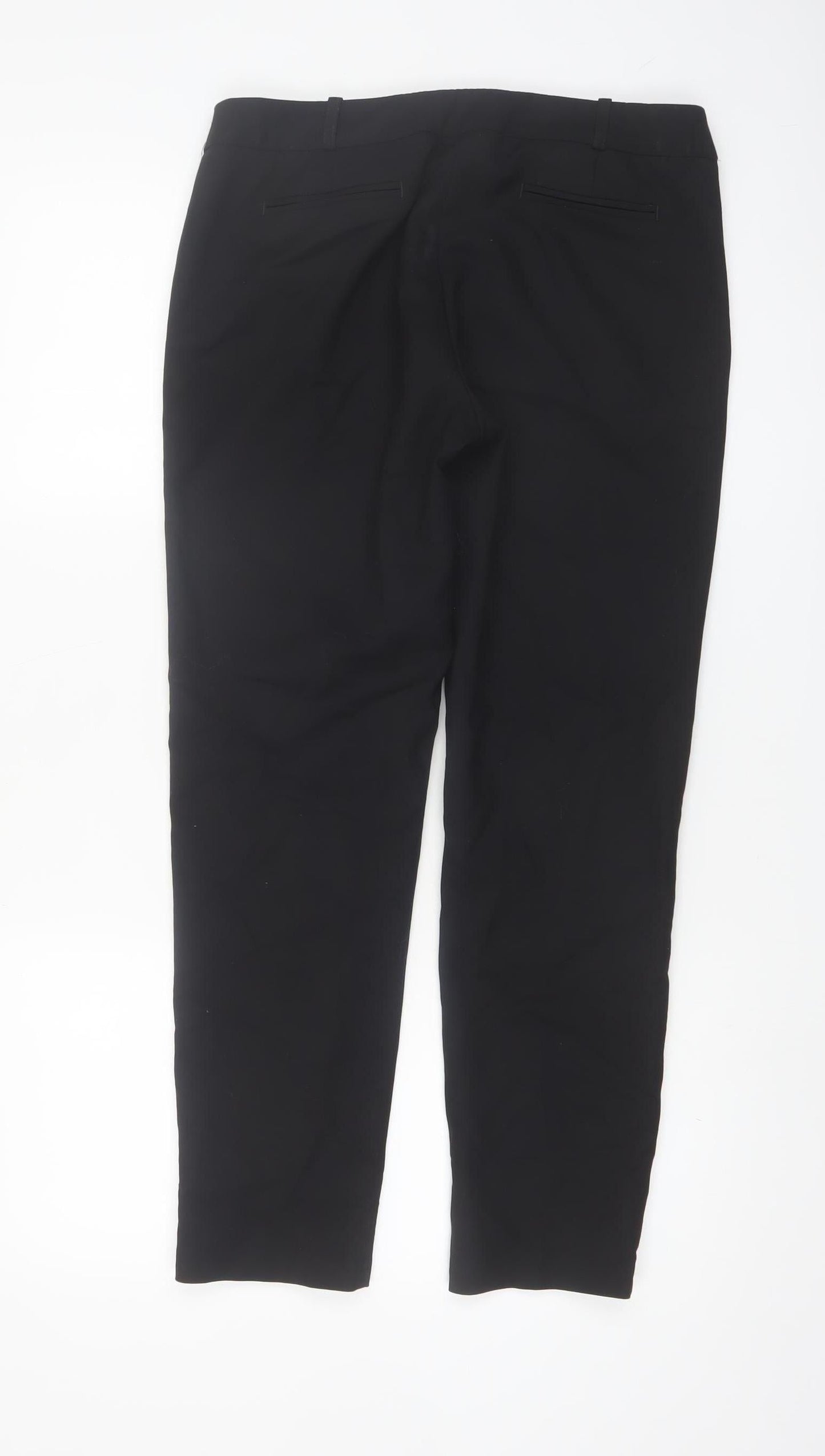 Dunnes Women Black Size 10 Cotton Blend Straight Leg Trousers