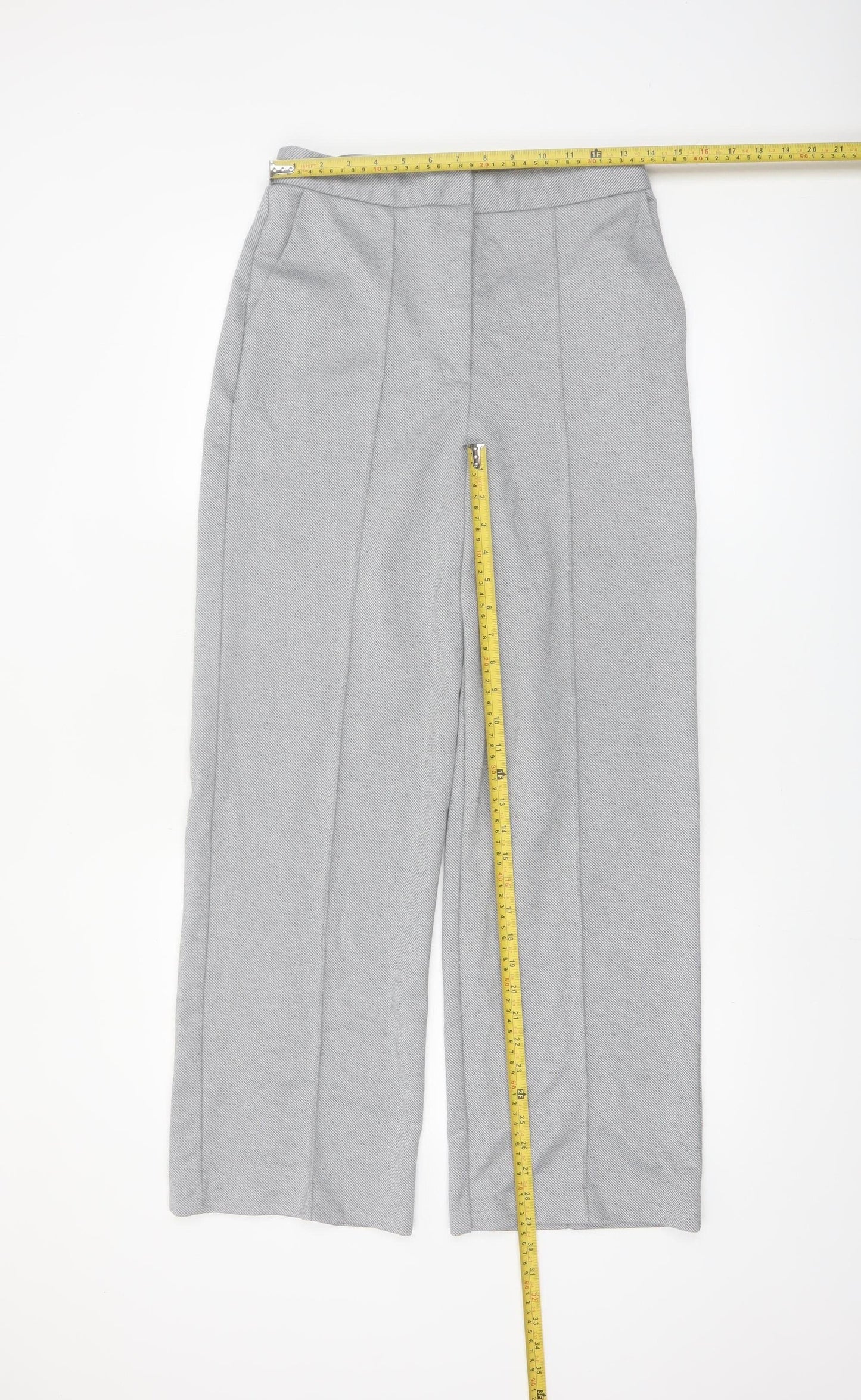 Topshop Women Grey Size 10 Straight Leg Trousers
