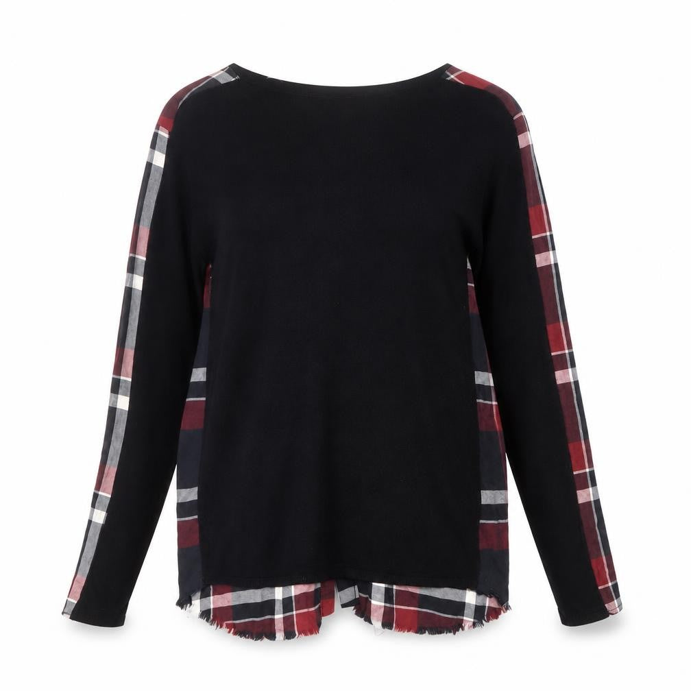 Desigual Womens Black Check Tunic Blouse XS Long Sleeve