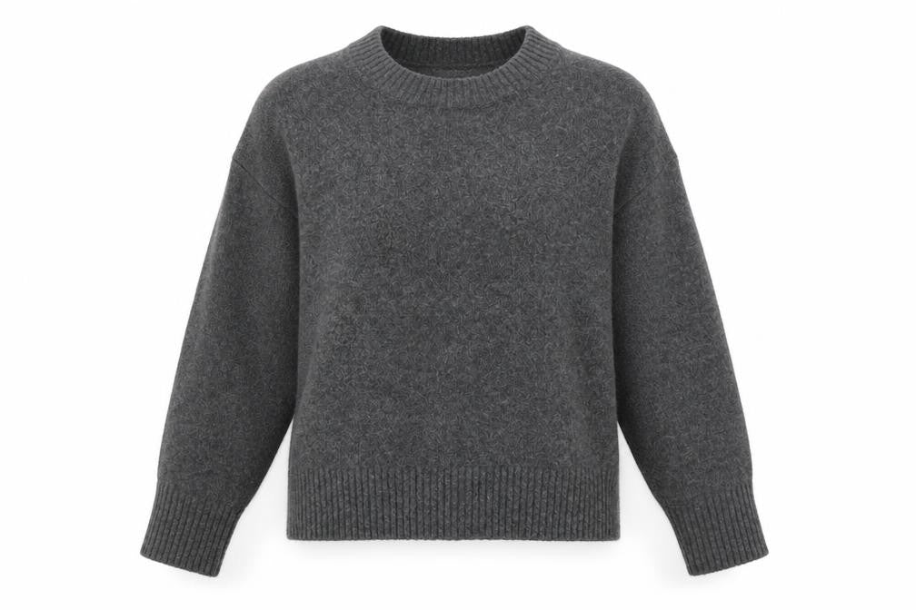 ZARA Women Grey Crew Neck Wool Blend Knit Jumper Size L
