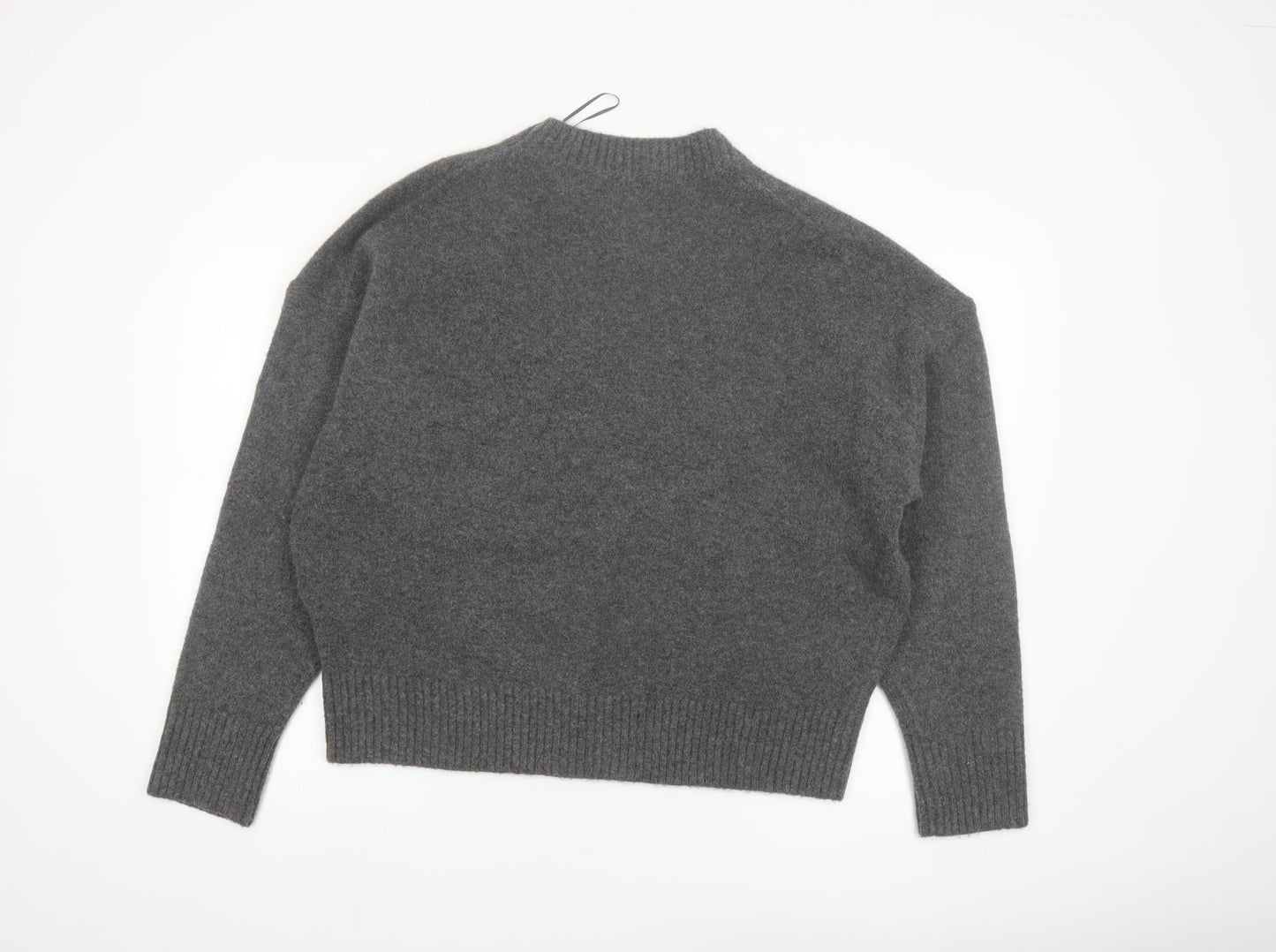 ZARA Women Grey Crew Neck Wool Blend Knit Jumper Size L