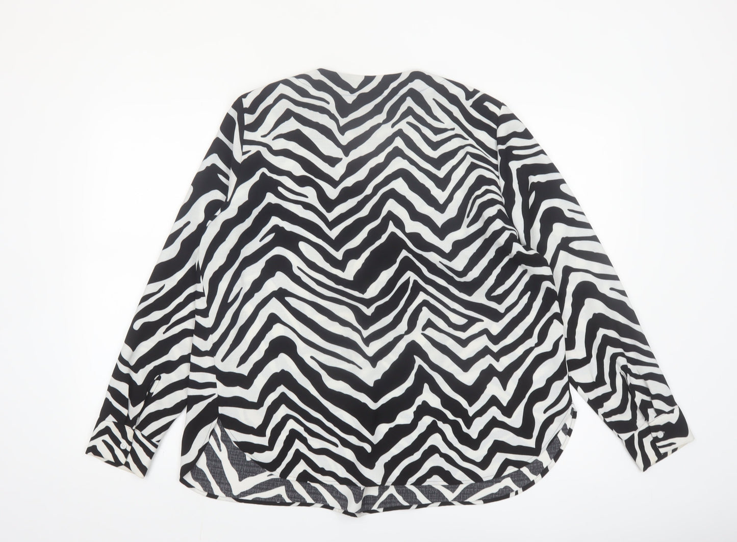 Marks and Spencer Girls Black White Zebra Print Long Sleeve Blouse Size 14