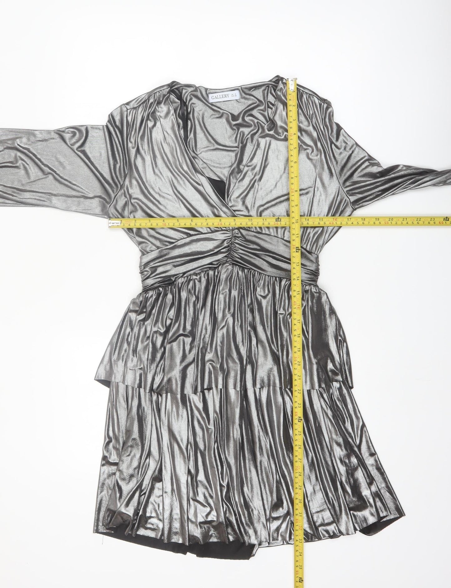 Gallery Women Silver Size 8 Wrap Mini Party Dress