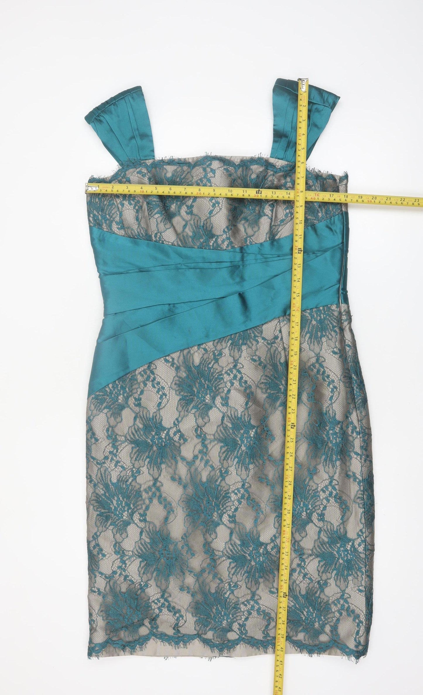 Mireia Bisbe Women Blue Lace Sheath Dress Size 14 Formal