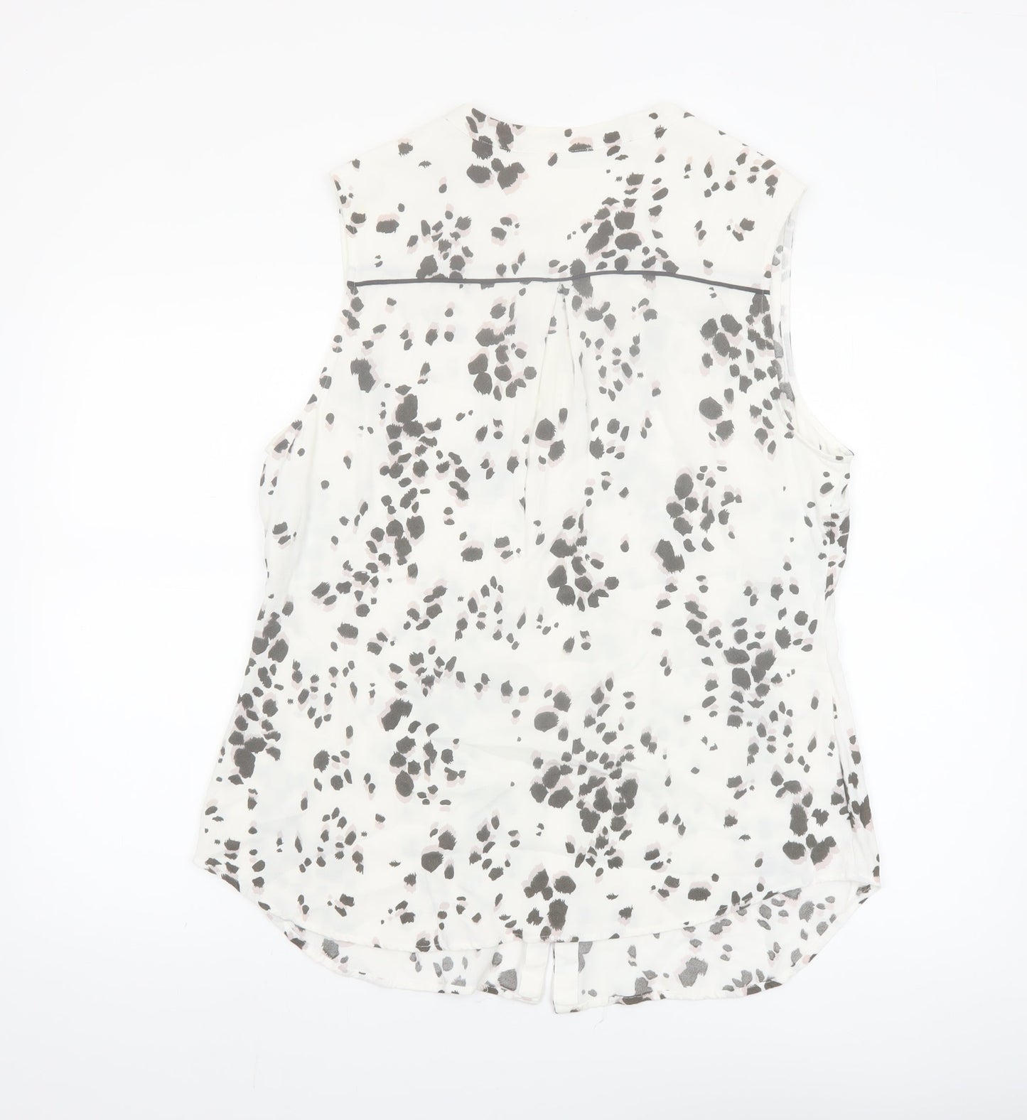 Mint Velvet Womens White Animal Print Sleeveless Blouse Size 18