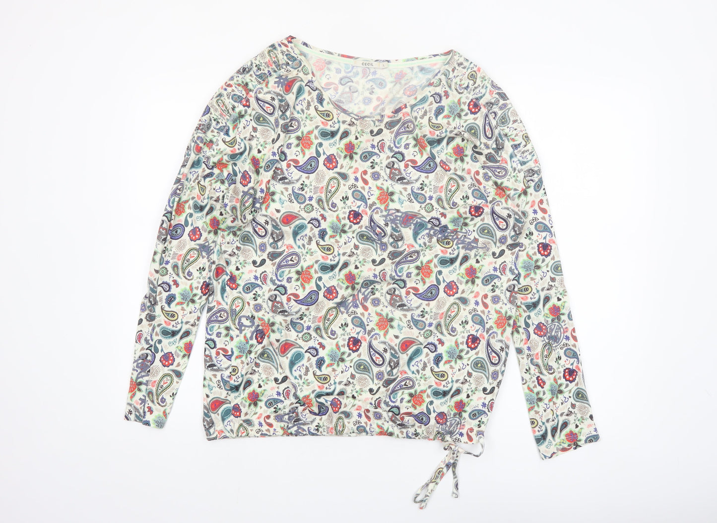 Cecil Womens Multicoloured Paisley Cotton Modal Long Sleeve Top L