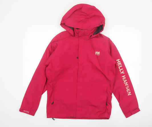 Helly Hansen Girls Red Waterproof Hooded Rain Coat Jacket Size 14 Years