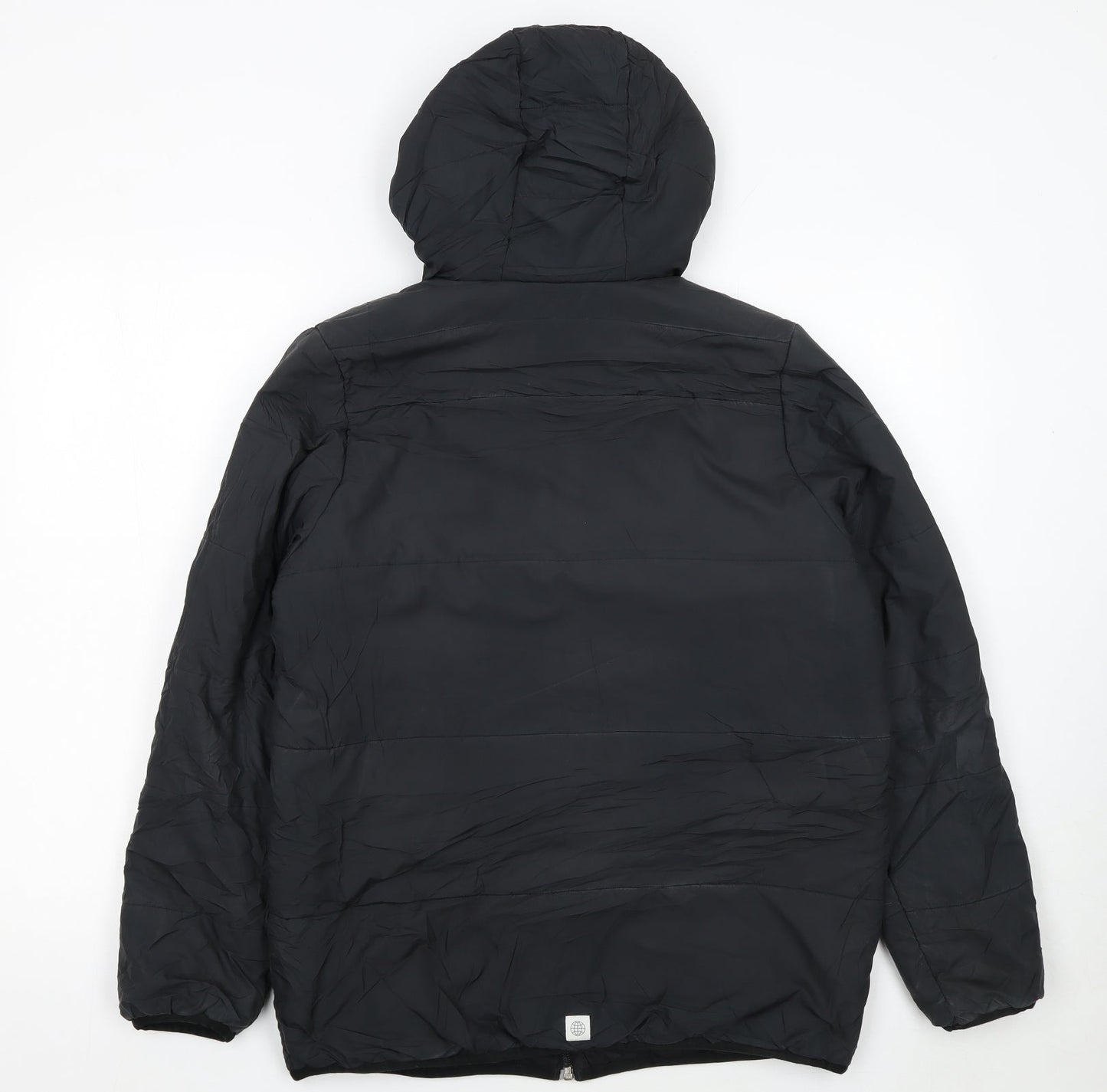 adidas Boys Black Hooded Puffer Jacket 13-14 Years Full Zip Lined