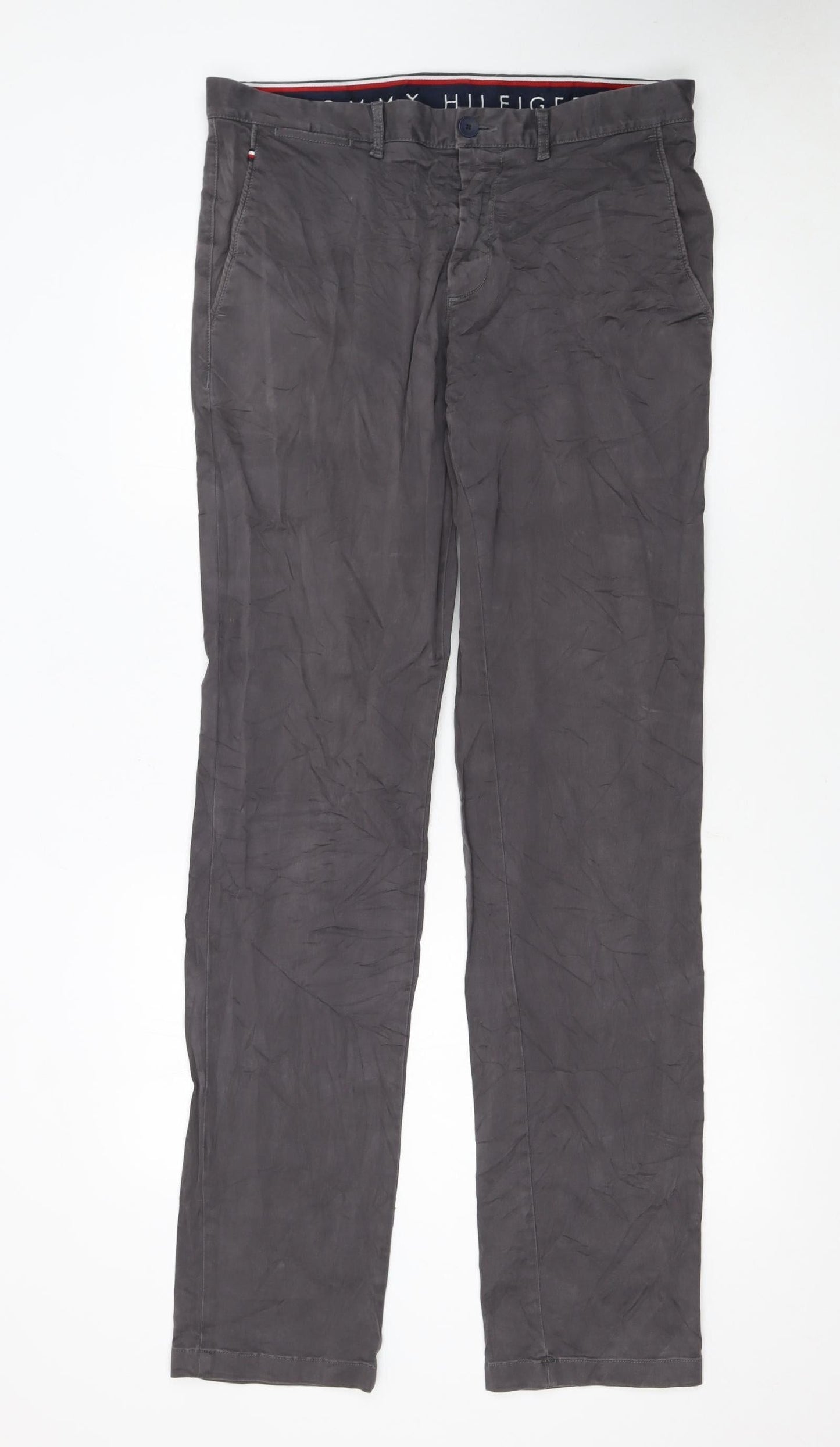 Tommy Hilfiger Men’s Grey Chino Straight Fit Trousers 33x36