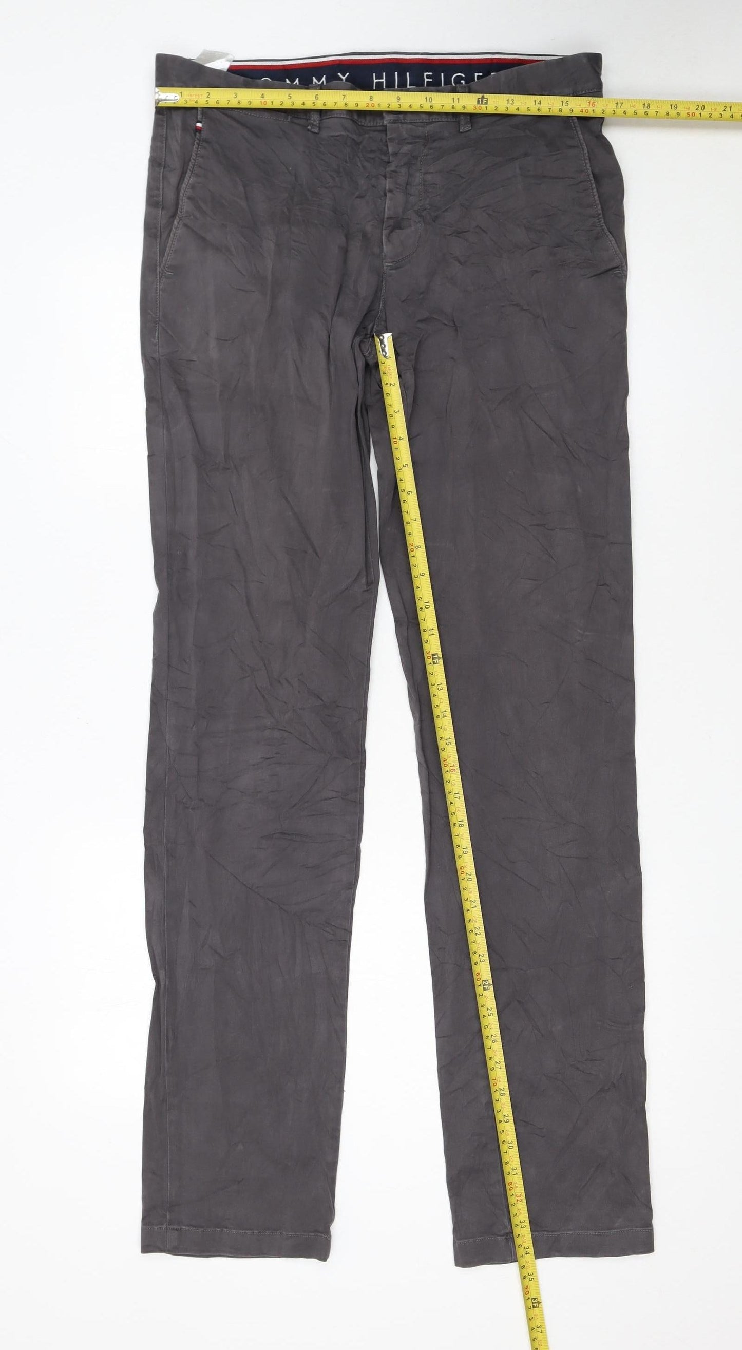 Tommy Hilfiger Men’s Grey Chino Straight Fit Trousers 33x36