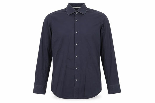 Hugo Boss Men's Blue Regular Fit Easy Iron Cotton Shirt Size 15.5