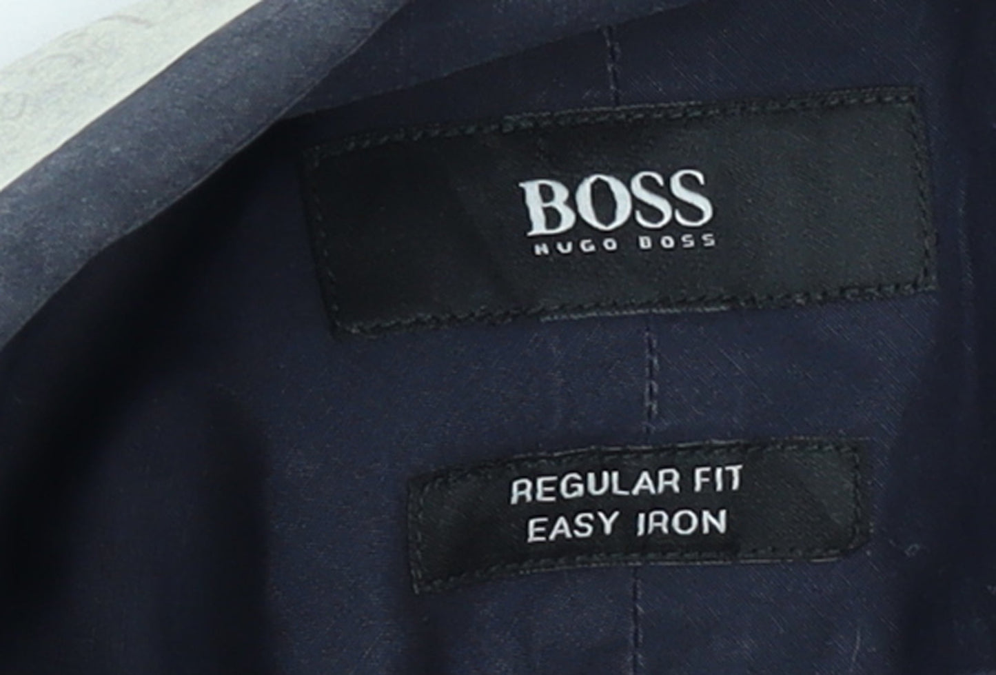 Hugo Boss Men's Blue Regular Fit Easy Iron Cotton Shirt Size 15.5