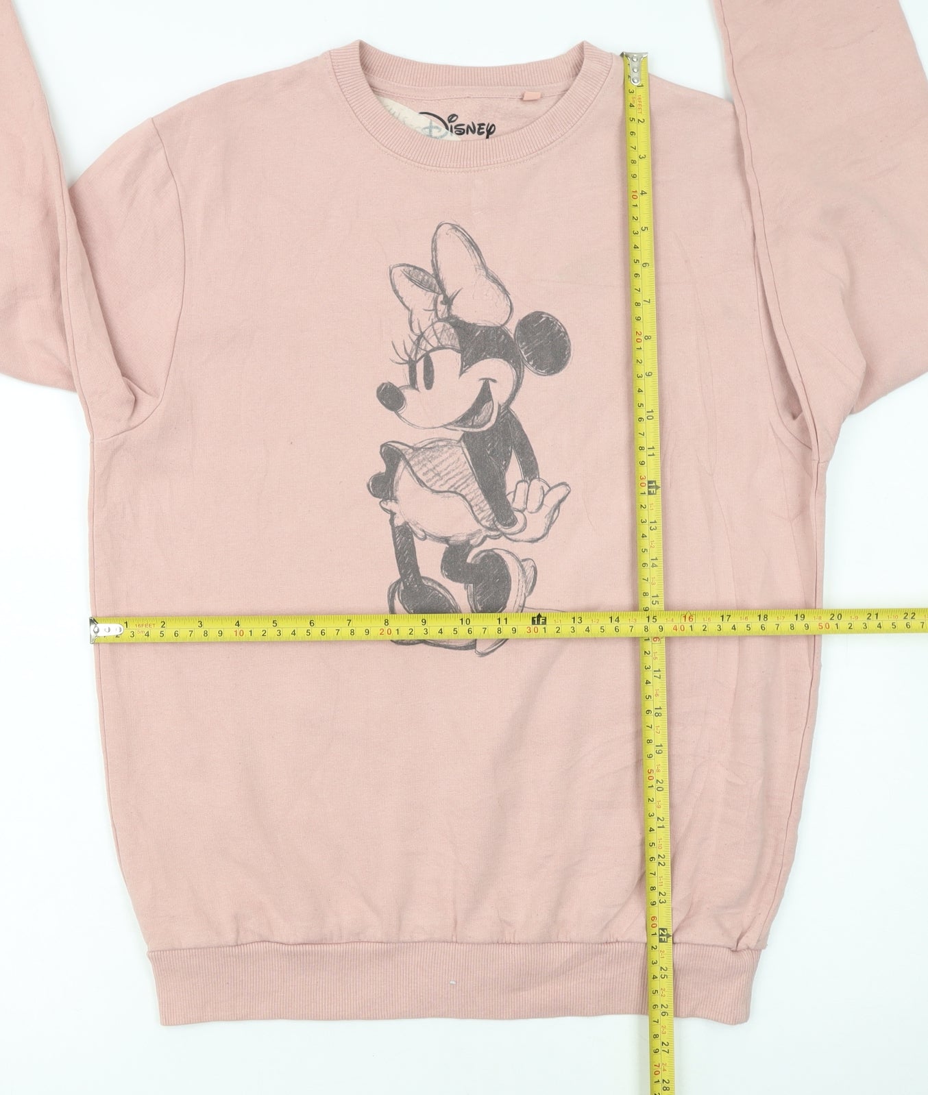 Disney Women Pink Minnie Mouse Graphic Pullover Sweatshirt Size 10 M