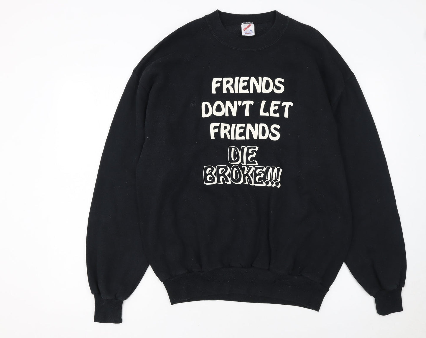 Jerzees Women Black XL Pullover Sweatshirt Friends Quote Print