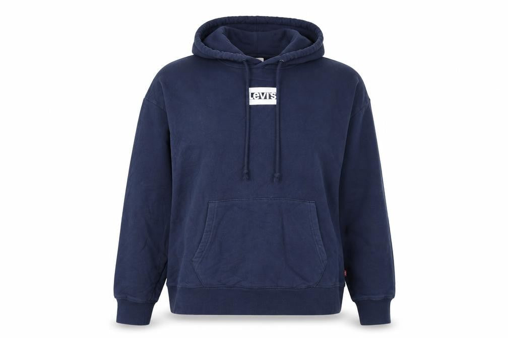 Levi's Women's Navy Blue Pullover Hoodie L Cotton Logo Casual
