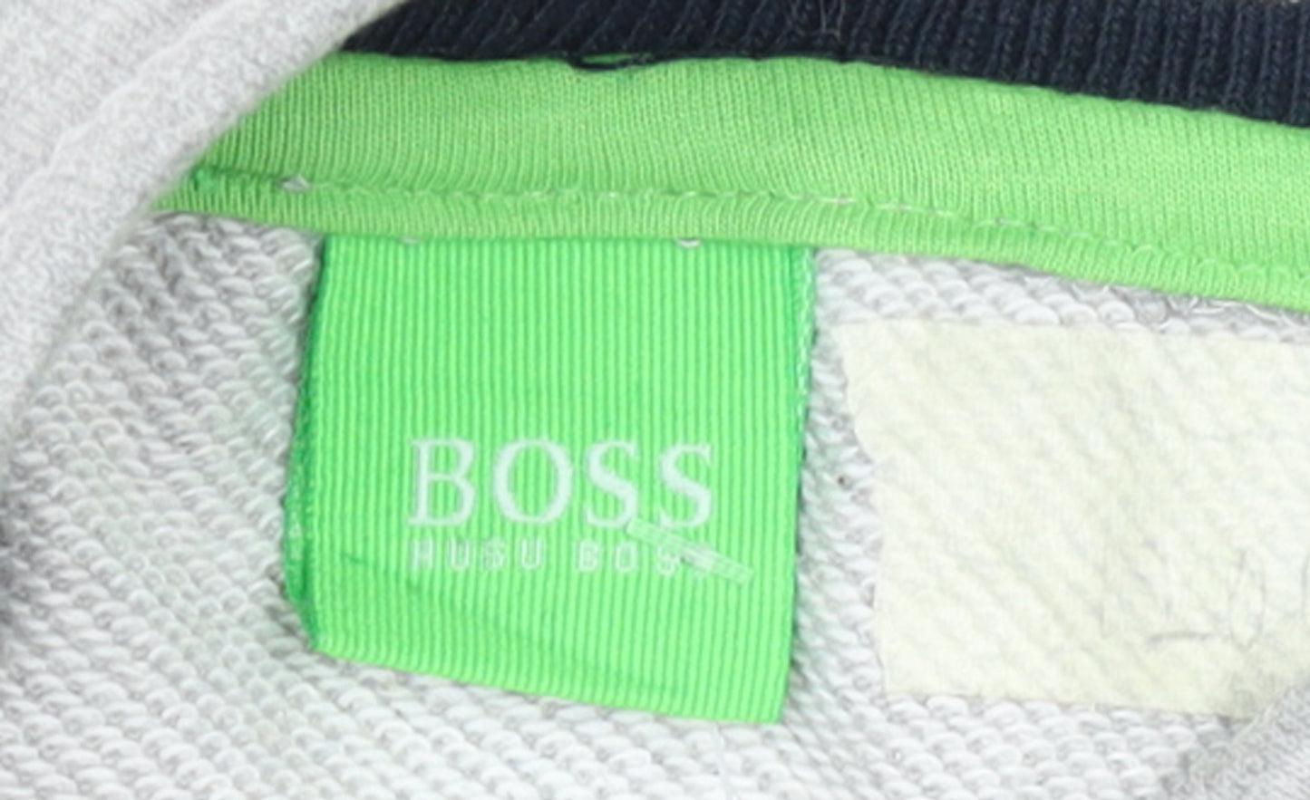 BOSS Mens Grey 2XL Henley Sweatshirt Cotton Blend Regular Fit