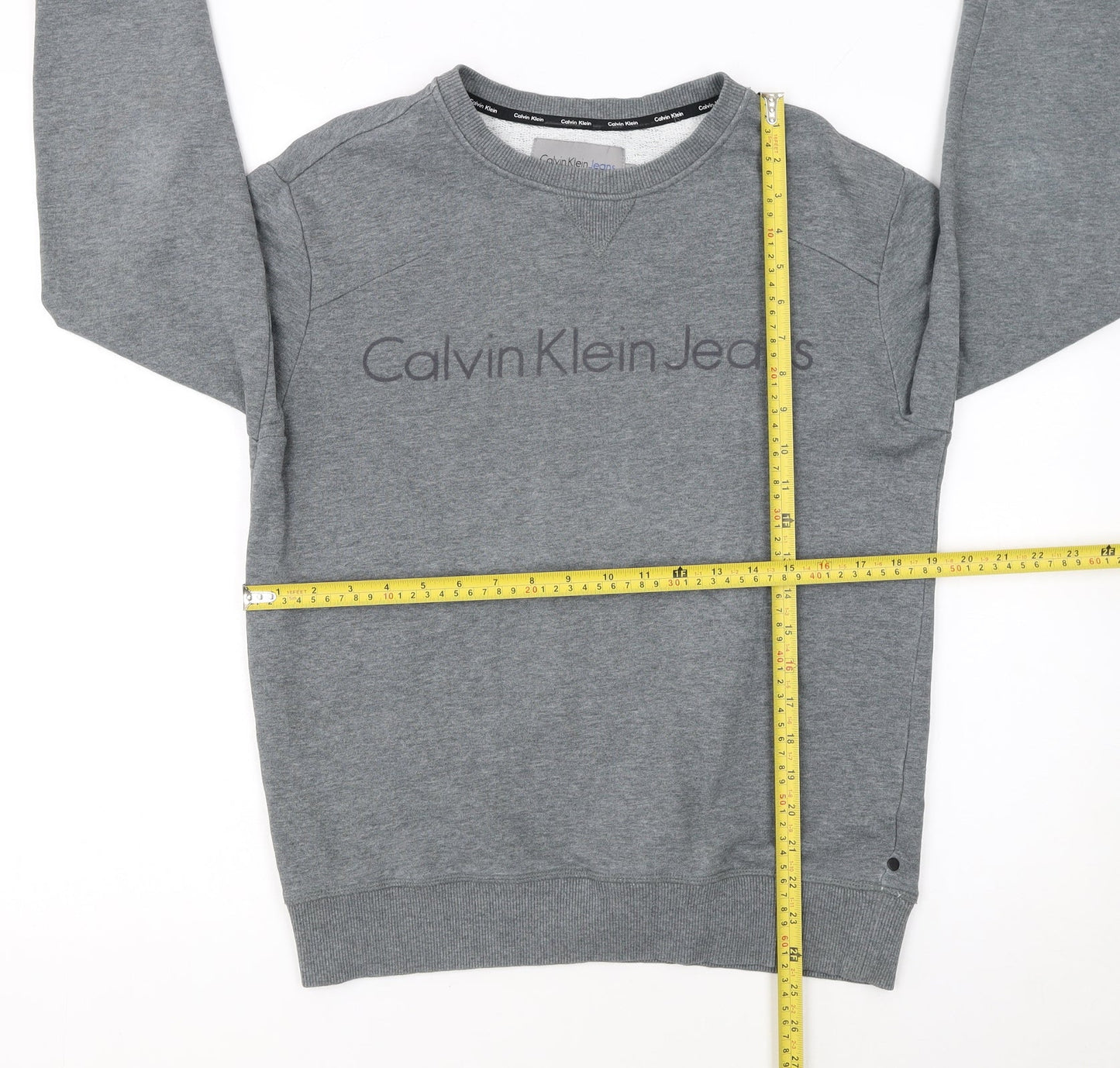 Calvin Klein Jeans Men's Grey Crew Neck Logo Sweatshirt Size S