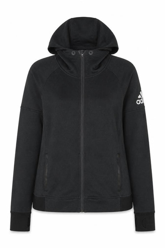 Adidas Womens Black Medium Full Zip Hooded Sweatshirt