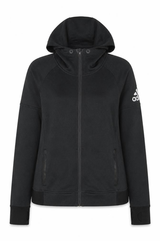 Adidas Womens Black Medium Full Zip Hooded Sweatshirt