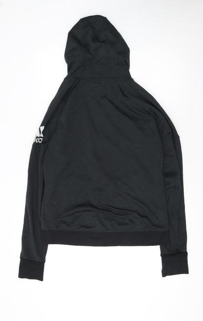 Close-up detail of Adidas women’s black medium full zip hooded sweatshirt