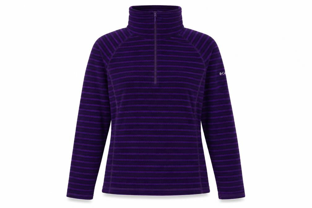 Columbia Womens Purple Striped 1/2 Zip Fleece Pullover M
