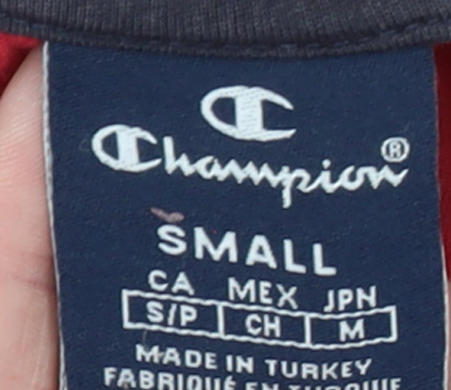 Champion Men's Red Small Crew Neck Cotton Logo T-Shirt