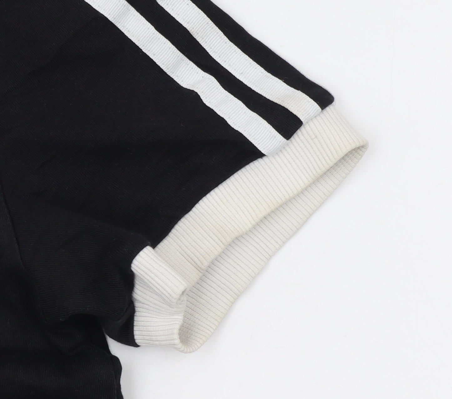 Adidas Womens Black Ringer Short Sleeve T-Shirt UK 10 Classic Style