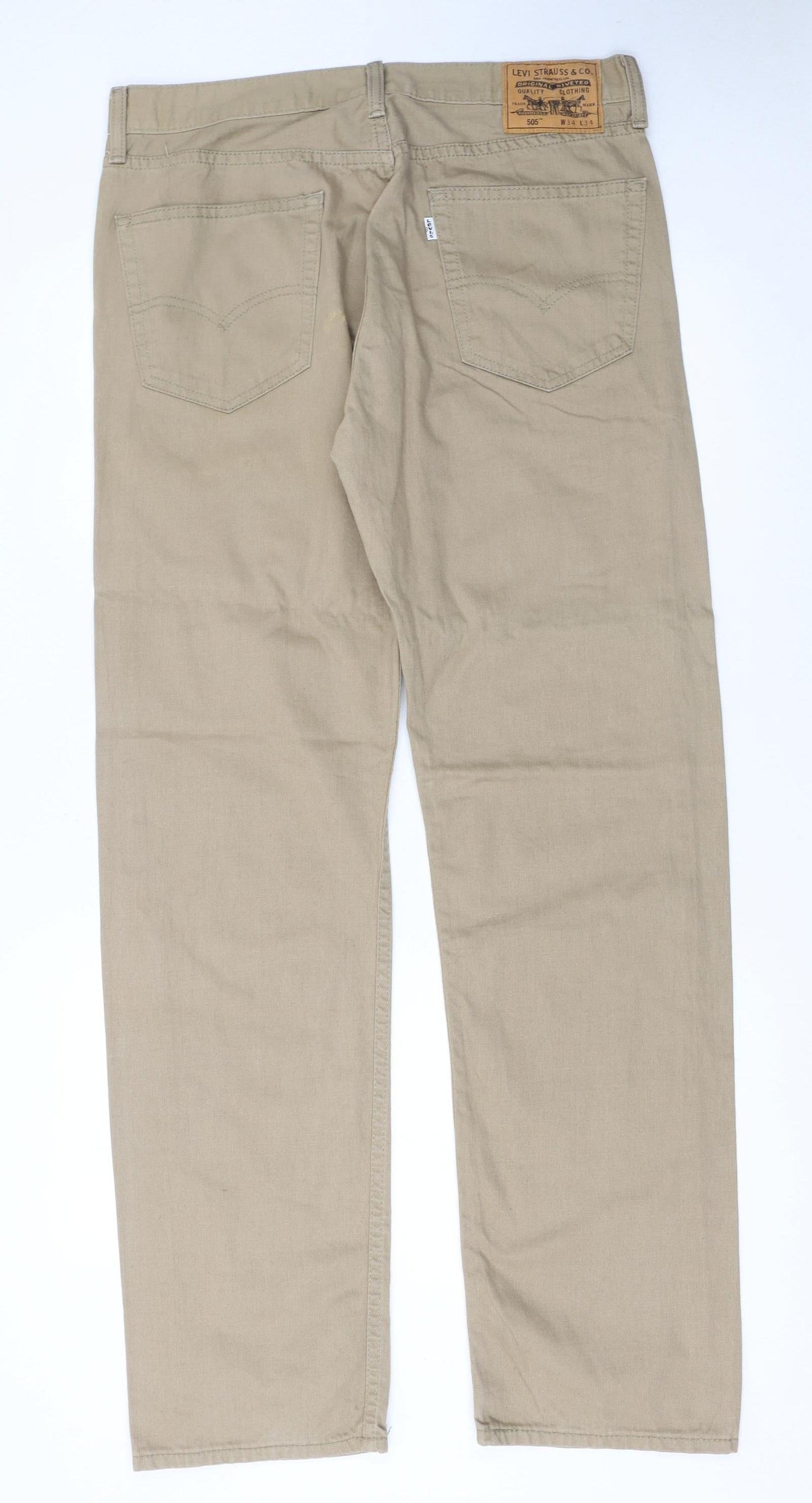Levi's Men's Beige 505 Straight Denim Jeans W34 L34 Regular Fit