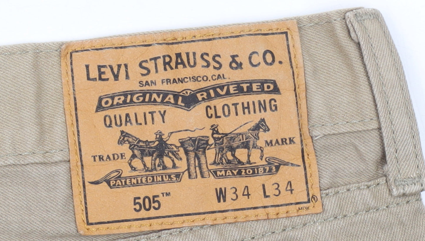 Levi's Men's Beige 505 Straight Denim Jeans W34 L34 Regular Fit