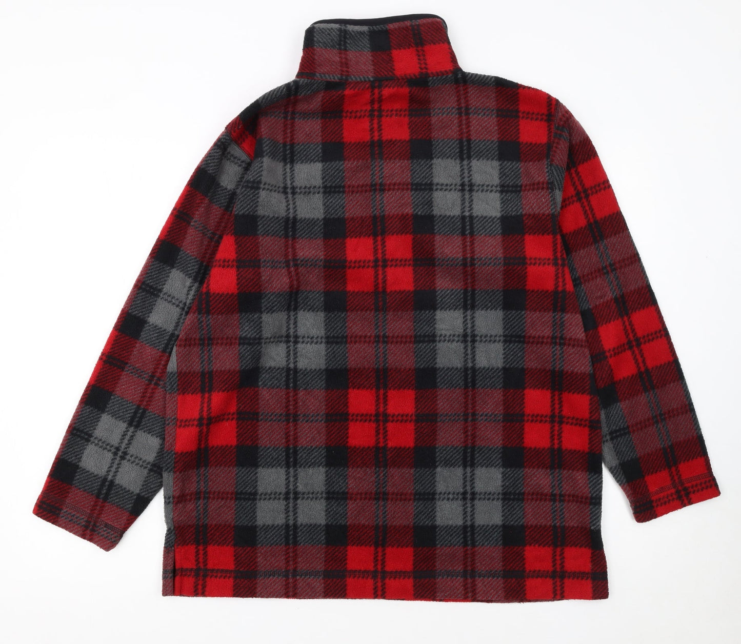 Cabin Creek Men's Red Black Plaid Fleece 1/4 Zip Pullover Sweatshirt M