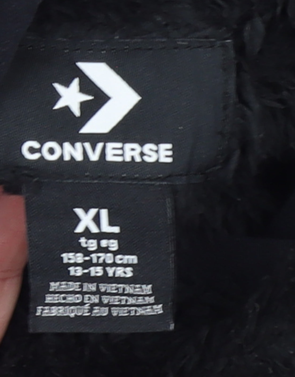 Converse Girls Black Fleece Pullover Hoodie XL 13-15 Years