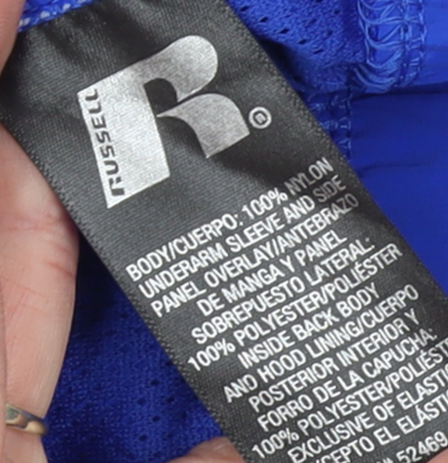 Russell Girls Blue Lightweight Hooded Windbreaker Jacket Size 18
