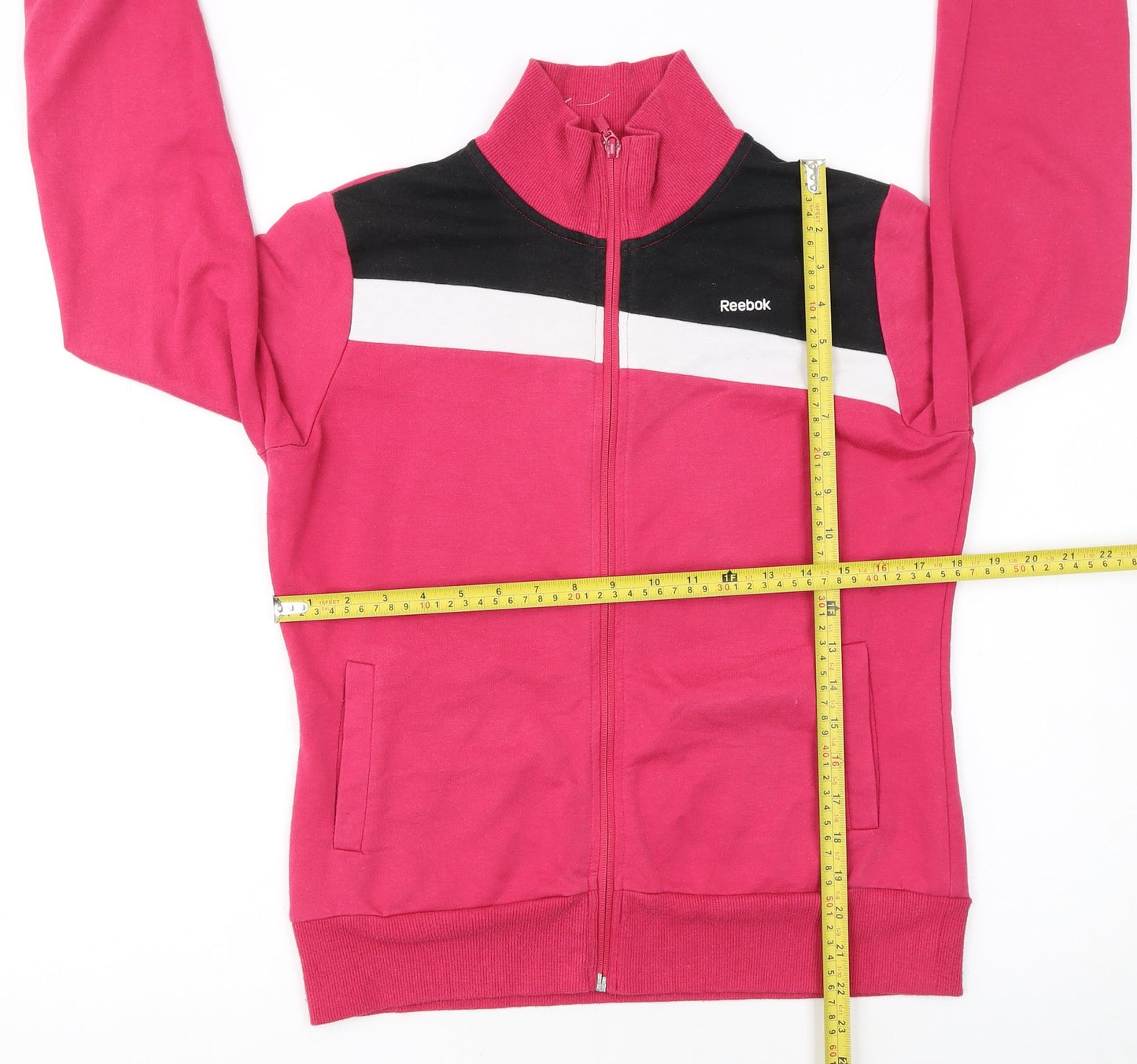 Reebok Women's Pink Track Jacket L Colourblock Full Zip Sportswear