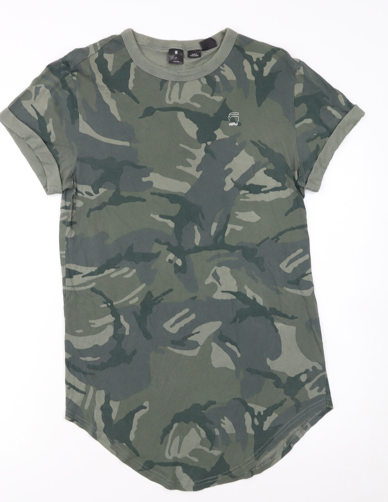 G-Star RAW Women's Green Camouflage T-Shirt XS Short Sleeve