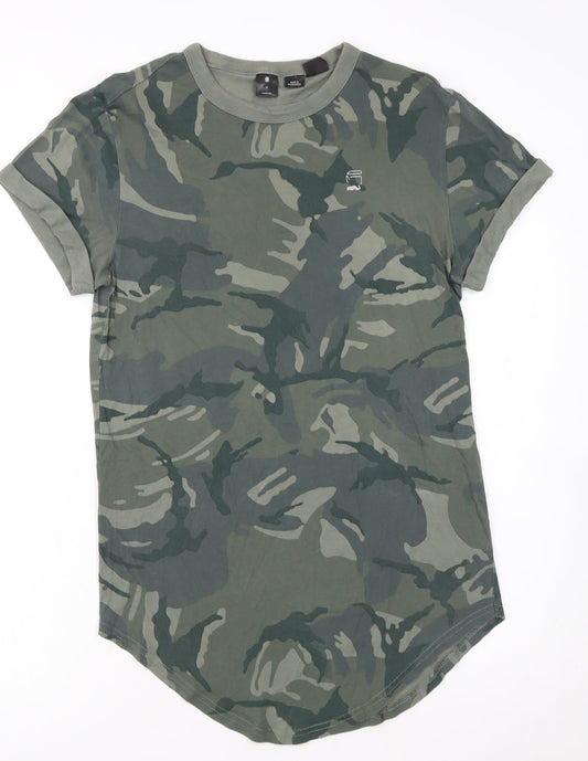 G-Star RAW Women's Green Camouflage T-Shirt XS Short Sleeve