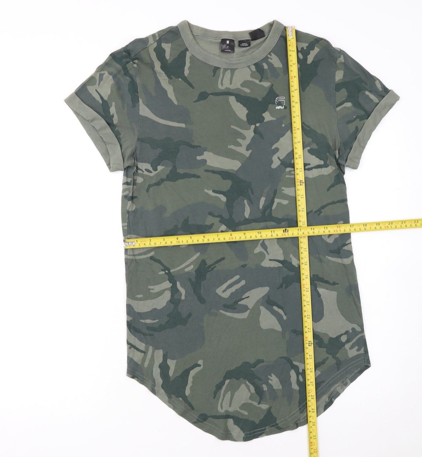 G-Star RAW Women's Green Camouflage T-Shirt XS Short Sleeve