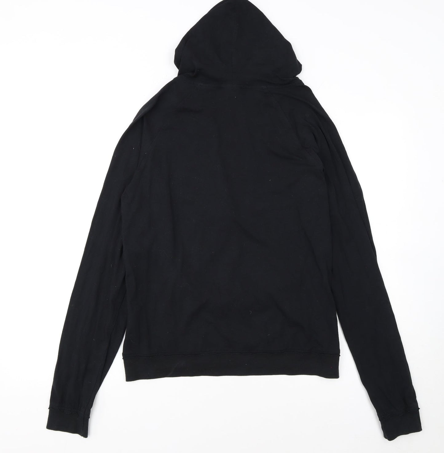 FILA Womens Black Pullover Hoodie Size 14 V-Neck Logo Sweatshirt