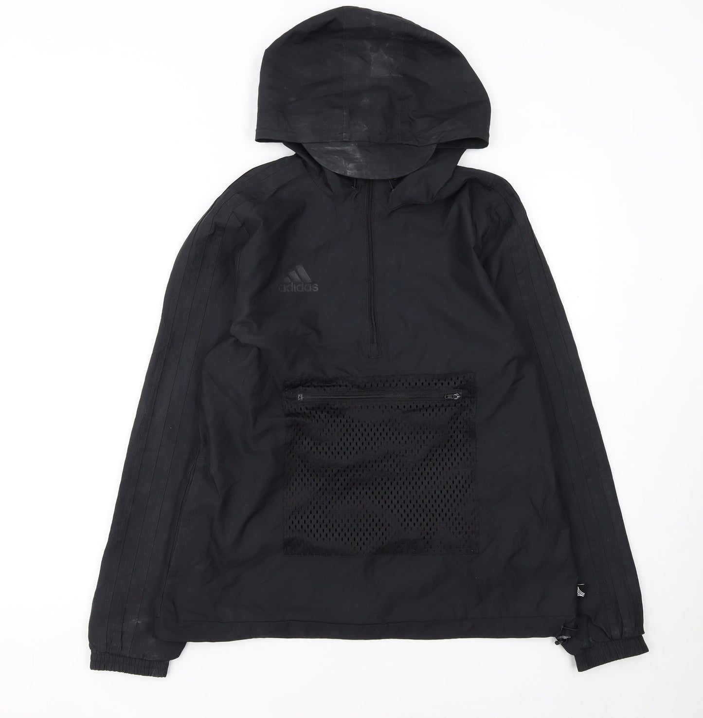 Adidas Womens Black Size 12 Windbreaker Hooded Active Jacket