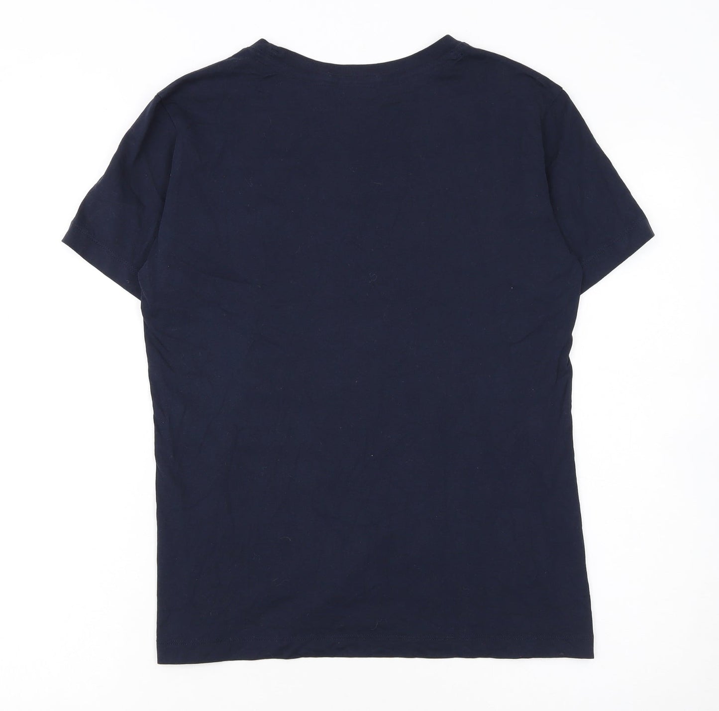 Champion Women Navy Blue Logo T-Shirt L Short Sleeve Cotton