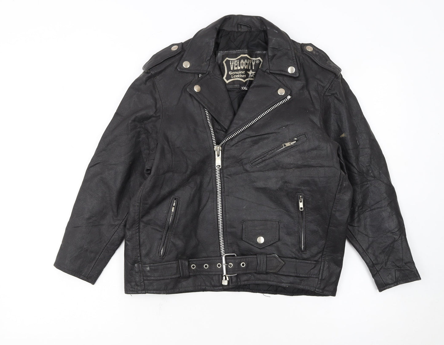 Velocity Women’s Black Genuine Leather Biker Jacket XXL