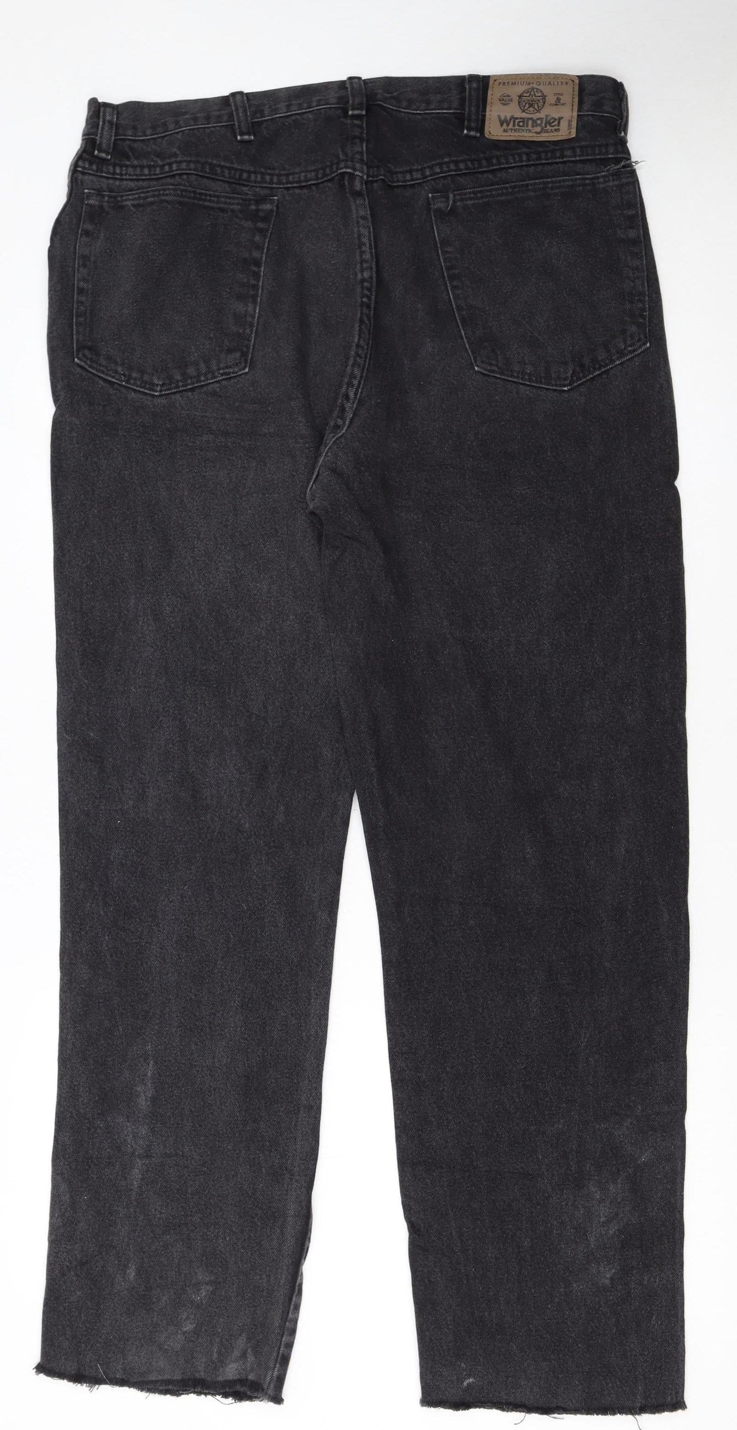 Wrangler Mens Black Straight Leg Denim Jeans 38x34 Vintage Regular Fit