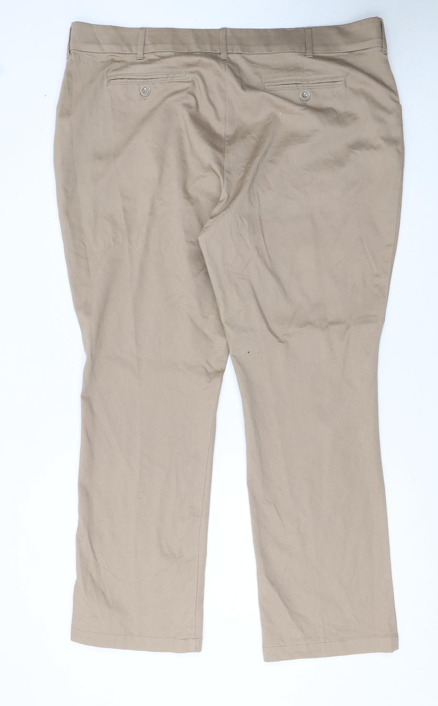 Lee Womens Beige Straight Leg Mid Rise Trousers Size 22 Stretch