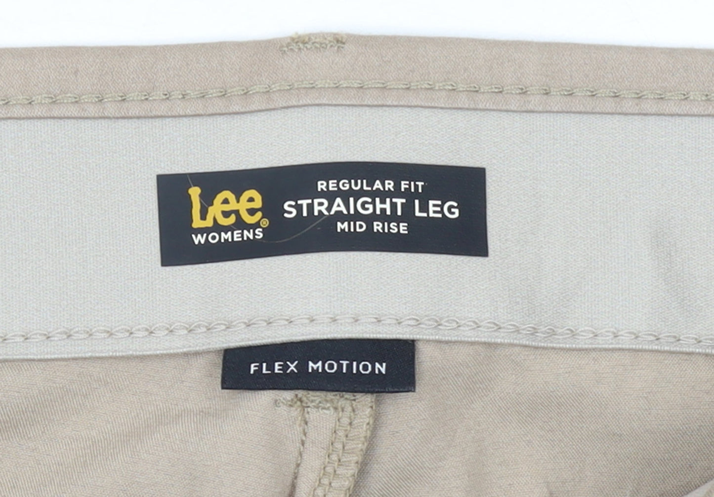 Lee Womens Beige Straight Leg Mid Rise Trousers Size 22 Stretch