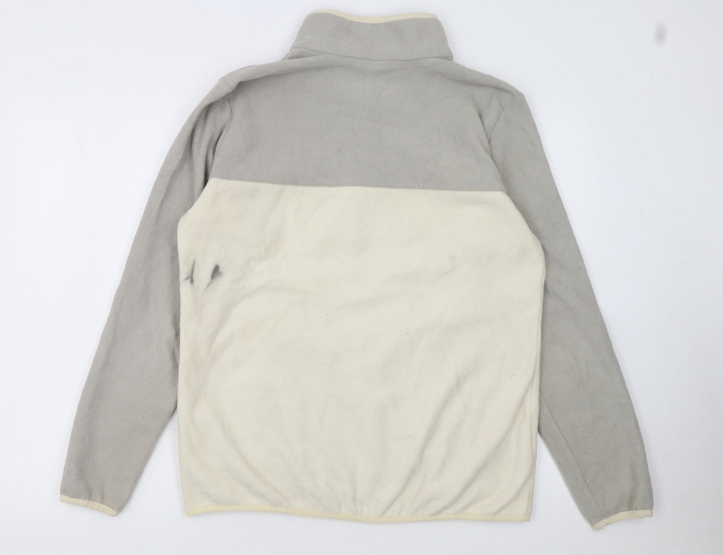 Columbia Men's Beige Grey Fleece Snap Henley Sweatshirt L