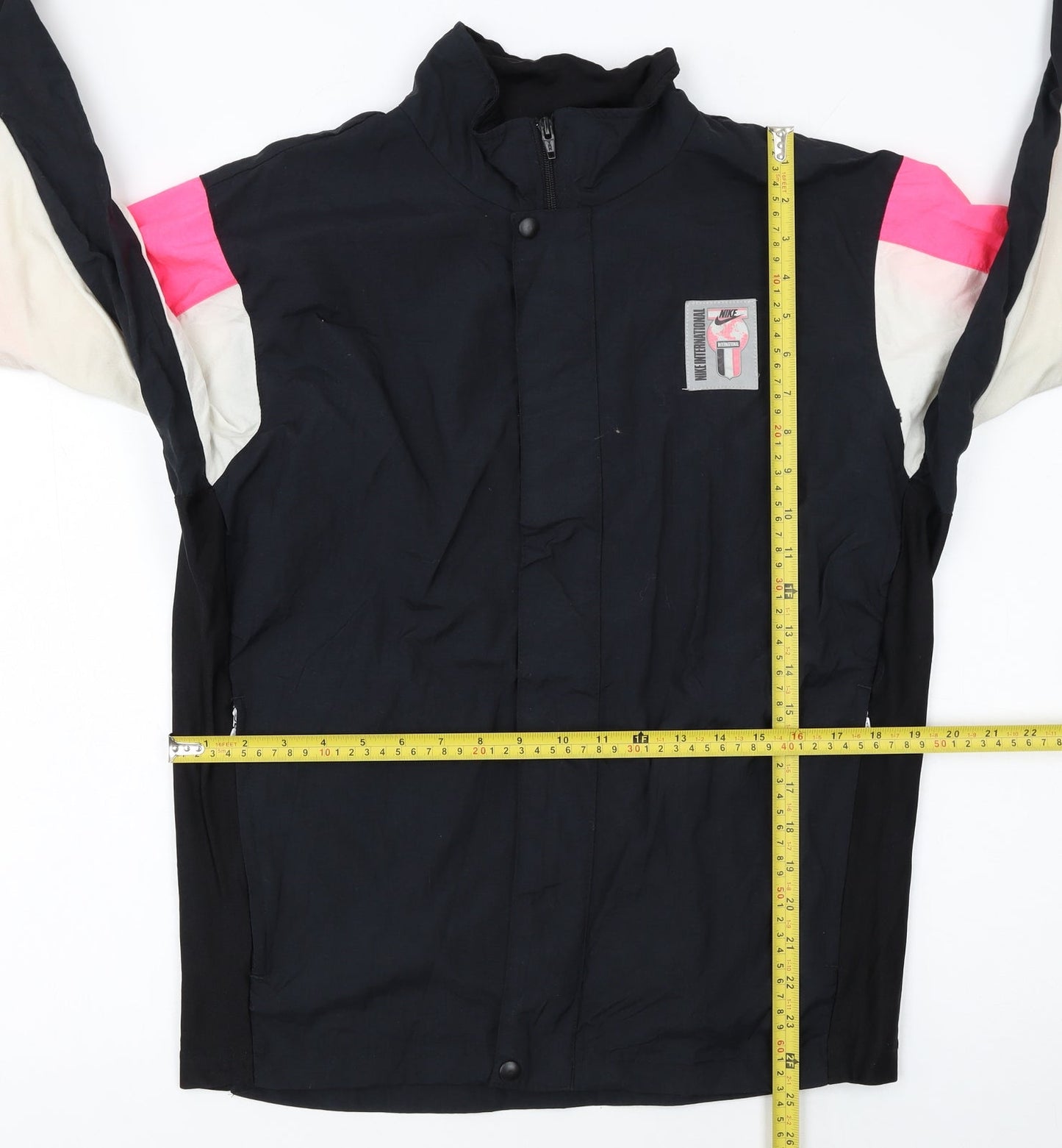 Nike Womens Black Pink Windbreaker Jacket Size L Reflective Panels