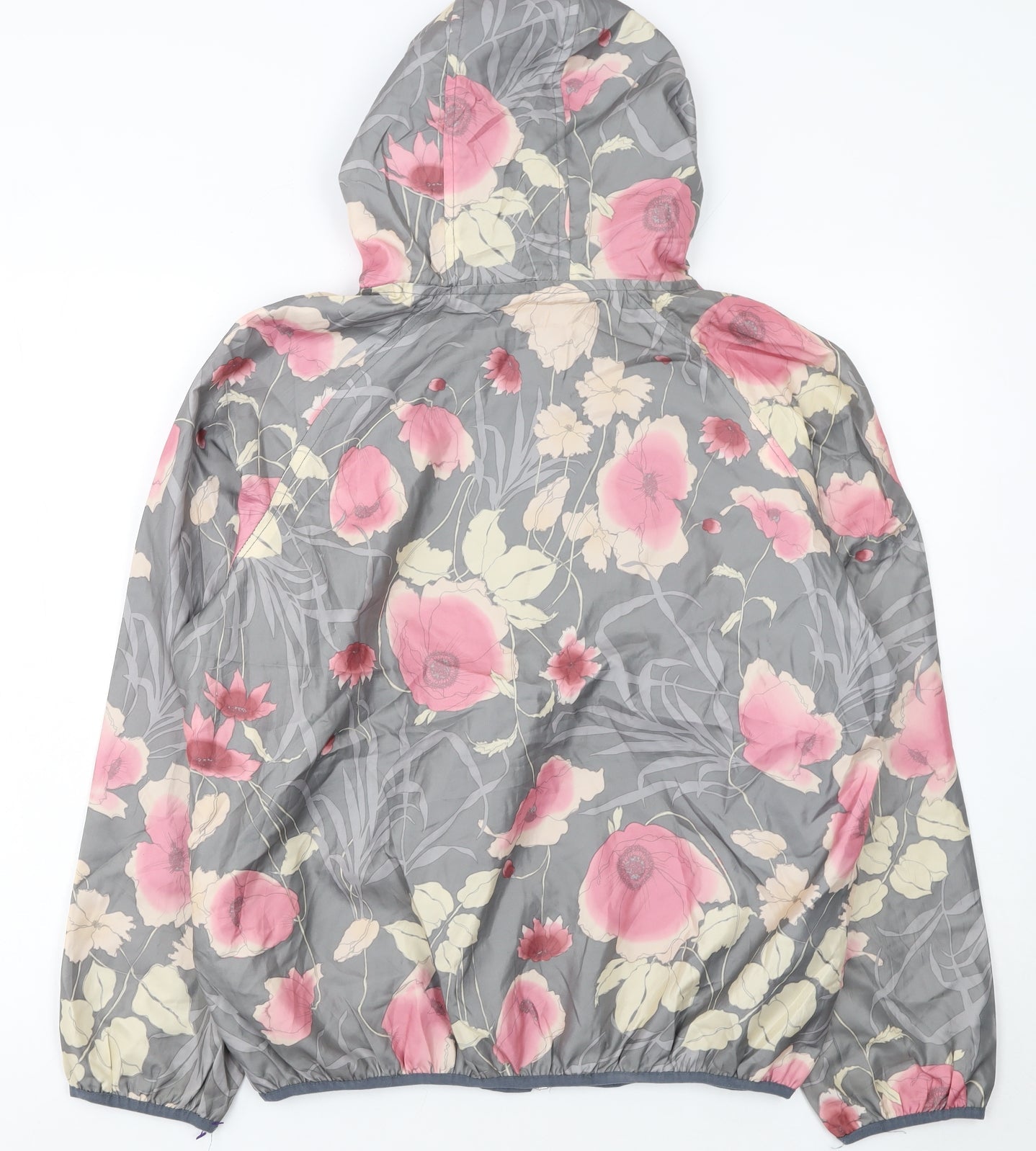 Miss London Womens Grey Floral Hooded Rain Jacket XL