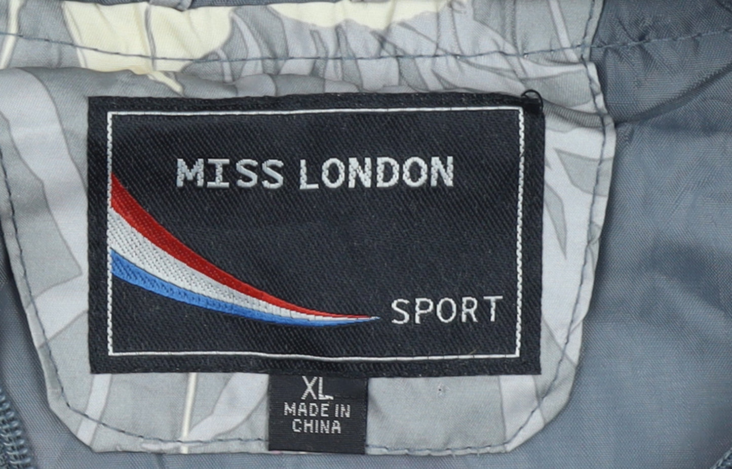 Miss London Womens Grey Floral Hooded Rain Jacket XL